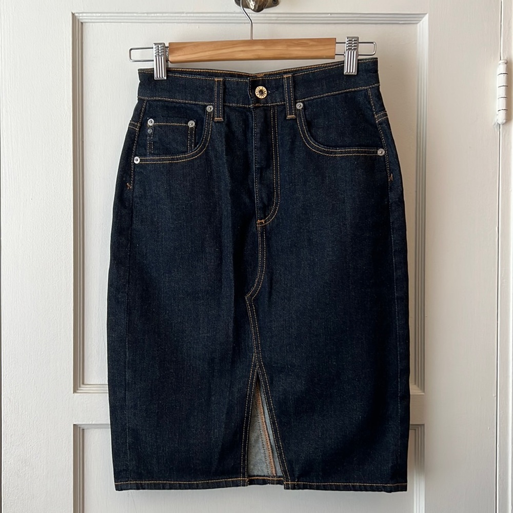 AG jeans Adriano Goldschmied Emery denim skirt high waisted dark wash slit 26